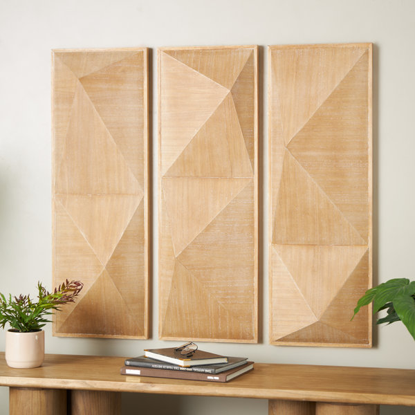 Latitude Run® Cole And Grey Wood 3D Geometric Home Wall Decor Wayfair